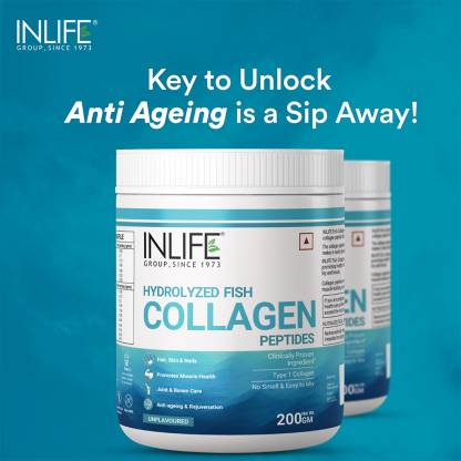Inlife Hydrolyzed Marine Fish Collagen Peptides Powder Skin Men Women 200g(Unflavoured) (200 g) Inlife Hydrolyzed Marine Fish Collagen Peptides Powder Skin Men Women 200g(Unflavoured) (200 g)