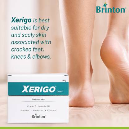 link Brinton Xerigo Moisturizing Foot Care Cream For Rough Dry and Cracked Heel | Prevents Moisture Loss | Non-Greasy Quick Absorbing Formula (50 g)