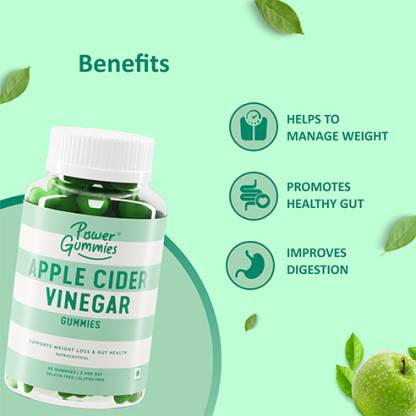 Power Gummies Apple Cider Vinegar Gummies for Managing Weight with Green Apple Flavour-60 gummies Power Gummies Apple Cider Vinegar Gummies for Managing Weight with Green Apple Flavour-60 gummies