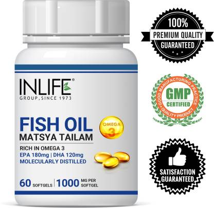Inlife Fish Oil Capsules Omega 3 1000mg for Men Women - 60 Softgels (60 No) Inlife Fish Oil Capsules Omega 3 1000mg for Men Women - 60 Softgels (60 No)
