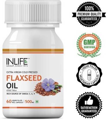 Inlife Flaxseed Oil 60 Vegetarian Capsules (500mg) Extra Virgin Cold Pressed Oil (60 No) Inlife Flaxseed Oil 60 Vegetarian Capsules (500mg) Extra Virgin Cold Pressed Oil (60 No)