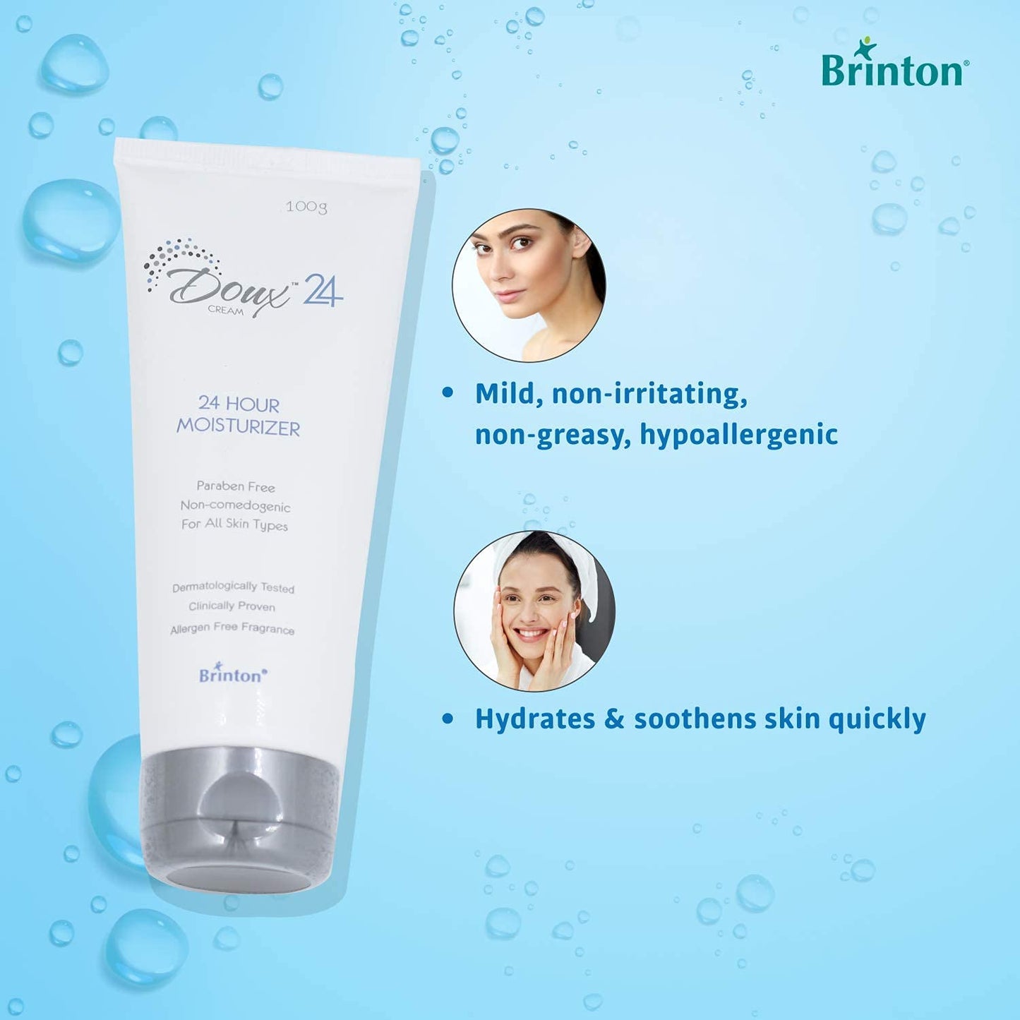 link Brinton Doux 24 Hour Moisturizer Cream Face Moisturizer For Women Ladies Men Man 100 g blue
