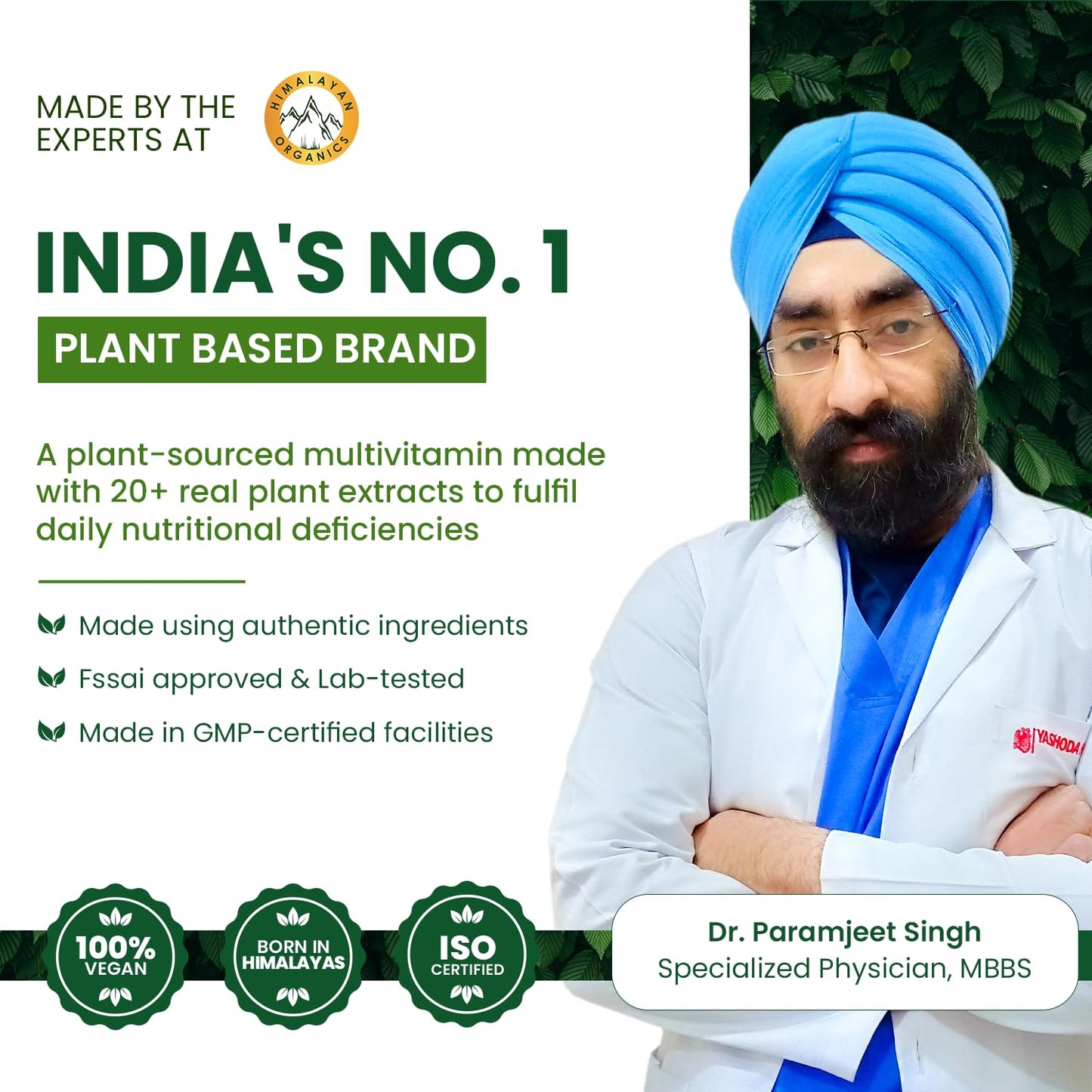 Himalayan Organics Plant Based Multivitamin 60+ Ingredients With Vitamin B1 B2 B3 B5 B6 B7 B9 B12 A C D E K Calcium & Magnesium Healthy Bones & Joints Improves Brain Function Promotes Overall Health | Good For Men & Women - 60 Veg Capsules Himalayan Organics Plant Based Multivitamin 60+ Ingredients With Vitamin B1 B2 B3 B5 B6 B7 B9 B12 A C D E K Calcium & Magnesium Healthy Bones & Joints Improves Brain Function Promotes Overall Health | Good For Men & Women - 60 Veg Capsules