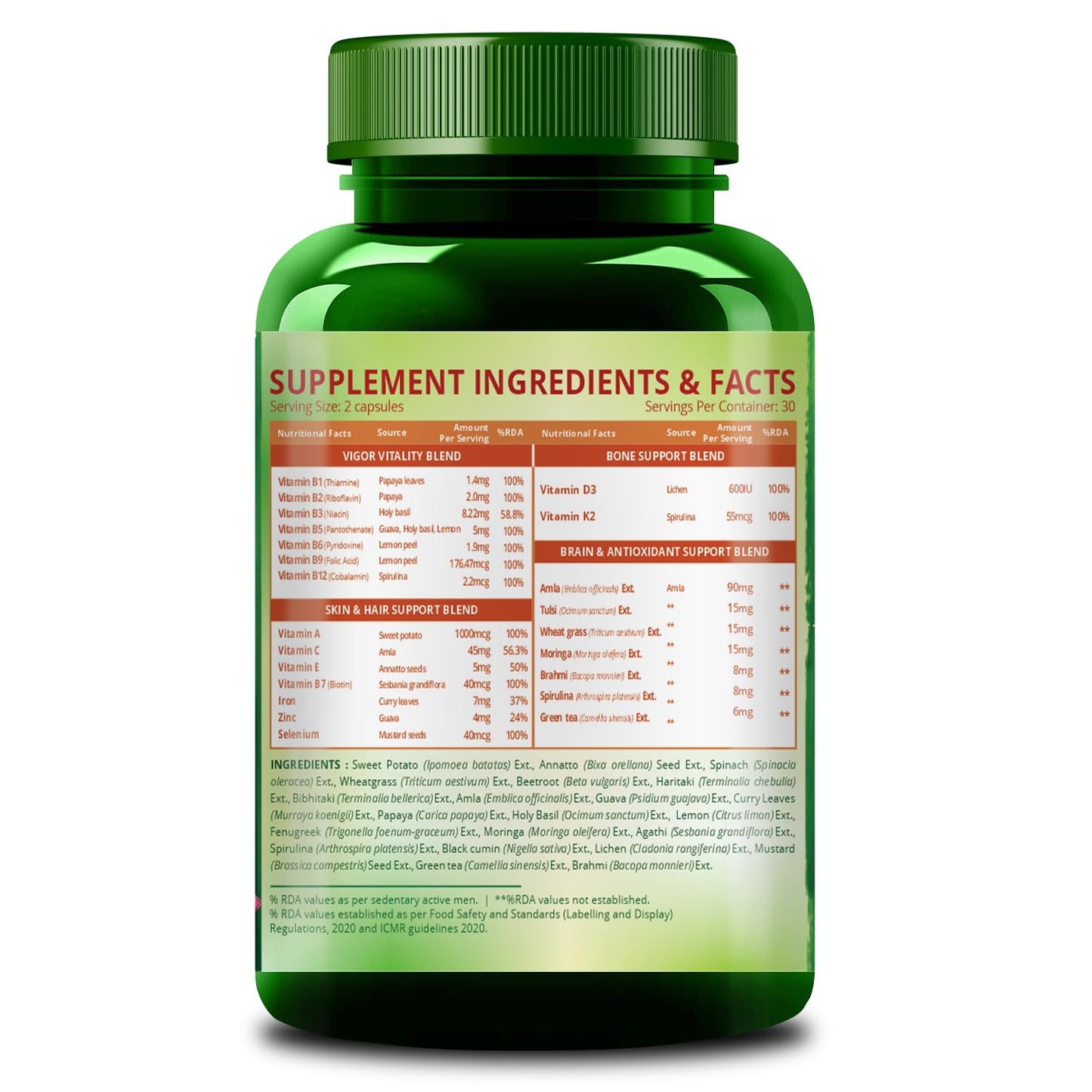 Himalayan Organics Plant Based Multivitamin 60+ Ingredients With Vitamin B1 B2 B3 B5 B6 B7 B9 B12 A C D E K Calcium & Magnesium Healthy Bones & Joints Improves Brain Function Promotes Overall Health | Good For Men & Women - 60 Veg Capsules Himalayan Organics Plant Based Multivitamin 60+ Ingredients With Vitamin B1 B2 B3 B5 B6 B7 B9 B12 A C D E K Calcium & Magnesium Healthy Bones & Joints Improves Brain Function Promotes Overall Health | Good For Men & Women - 60 Veg Capsules