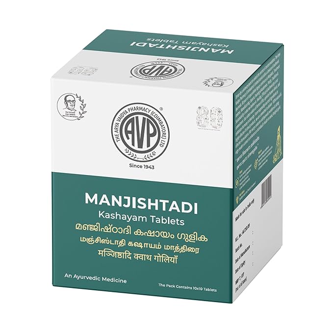 THE ARYA VAIDYA PHARMACY (COIMBATORE) LIMITED AVP Manjishtadi Kashayam 100 Nos Tablet|for Relief Arthritis|Pain and Stiffness THE ARYA VAIDYA PHARMACY (COIMBATORE) LIMITED AVP Manjishtadi Kashayam 100 Nos Tablet|for Relief Arthritis|Pain and Stiffness