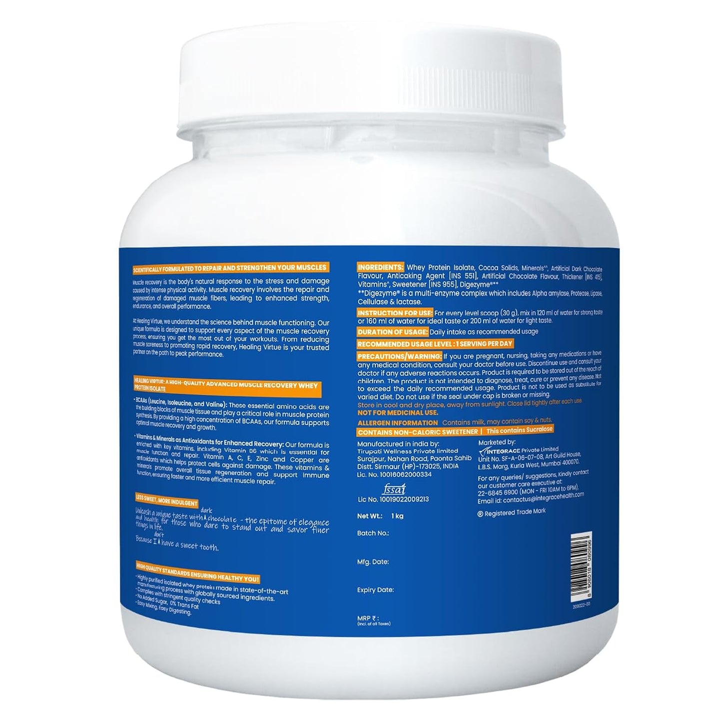 Healing Virtue 100% Whey Protein Isolate 1 kg 33 Servings Low Sweetness Fast Absorption & Recovery 24g Protein5.5g BCAA Essential Vitamins and Minerals For All Gender Athletes Sports Fitness Enthusiasts Healing Virtue 100% Whey Protein Isolate 1 kg 33 Servings Low Sweetness Fast Absorption & Recovery 24g Protein5.5g BCAA Essential Vitamins and Minerals For All Gender Athletes Sports Fitness Enthusiasts