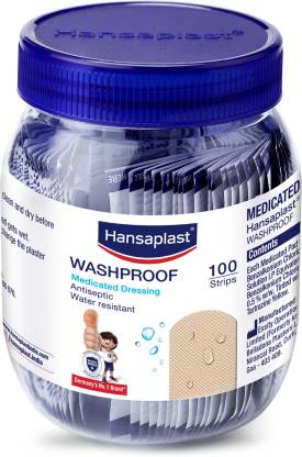 HANSAPLAST WashproofAntiseptic Bandage For Everyday Cuts and Wounds 100 Strips Bandage Protector (Adult Kids Hand Knee Short Arm Long Arm Long Leg Short Leg) HANSAPLAST WashproofAntiseptic Bandage For Everyday Cuts and Wounds 100 Strips Bandage Protector (Adult Kids Hand Knee Short Arm Long Arm Long Leg Short Leg)