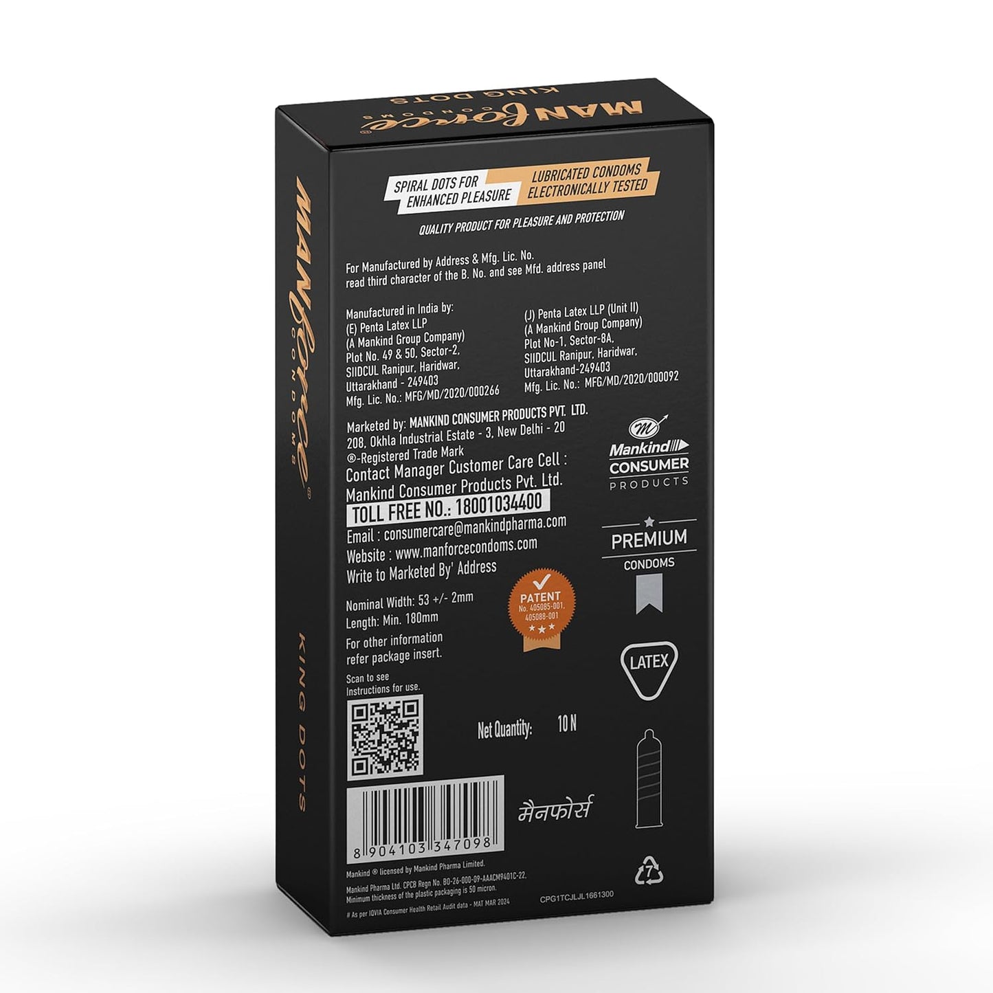 link Manforce King Extra Dotted Condoms – 20 Pieces (Unflavoured)