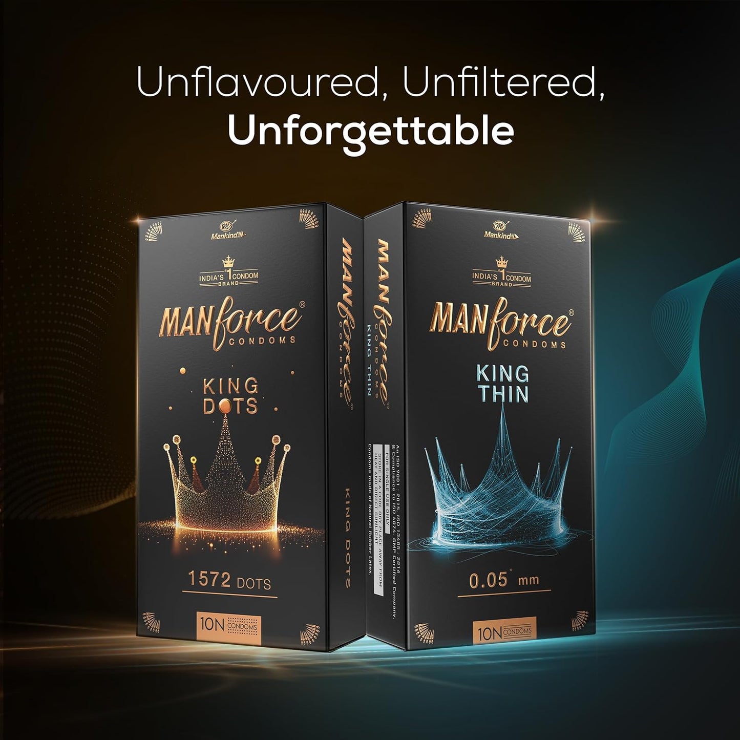 link Manforce King Combo – Extra Dotted & Ultra-Thin Condoms (10 Pieces Each, Unflavoured)