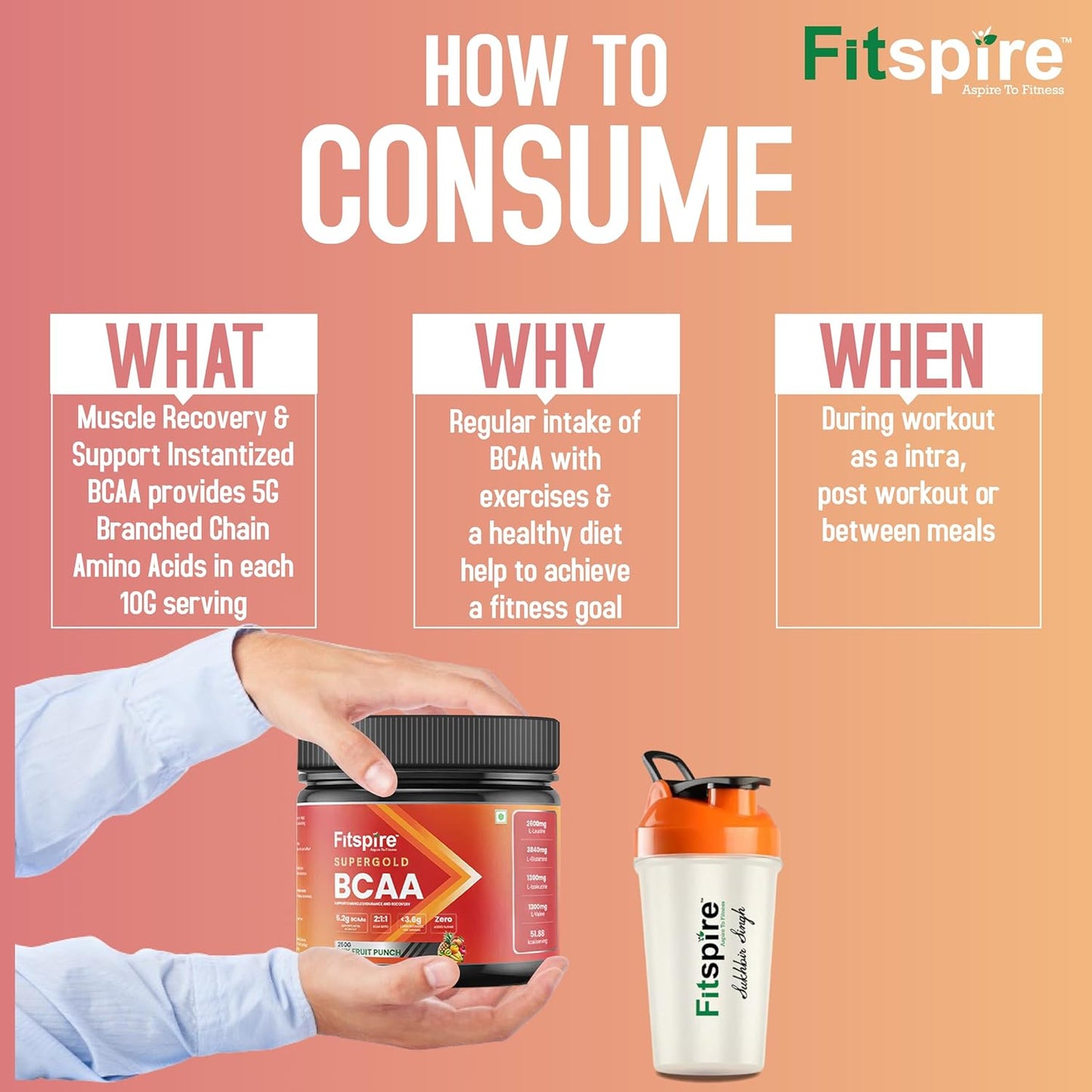 Fitspire Super gold BCAA supplement muscle growth recovery intra-workout Mix Fruit punch BCAA (250 g Mix fruit punch) Fitspire Super gold BCAA supplement muscle growth recovery intra-workout Mix Fruit punch BCAA (250 g Mix fruit punch)