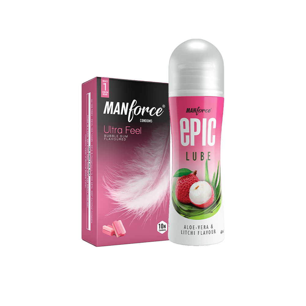 link Manforce Bubblegum Condoms (10 Pack) + Litchi Aloe Vera Lube