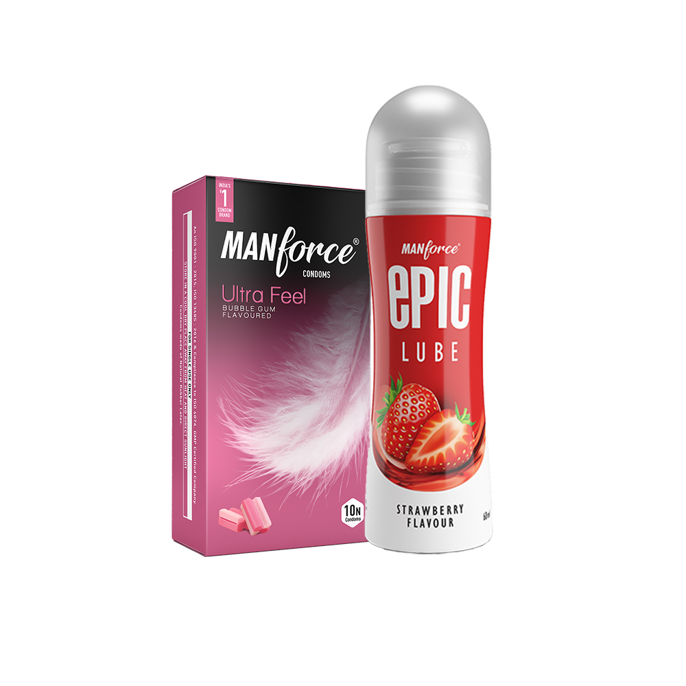 link Manforce Bubblegum Condoms (10 Pack) + Strawberry Lube