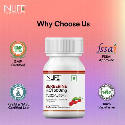 Inlife Berberine HCL 500mg with Milk Thistle & Turmeric | Glucose Metabolism (60 No) Inlife Berberine HCL 500mg with Milk Thistle & Turmeric | Glucose Metabolism (60 No)