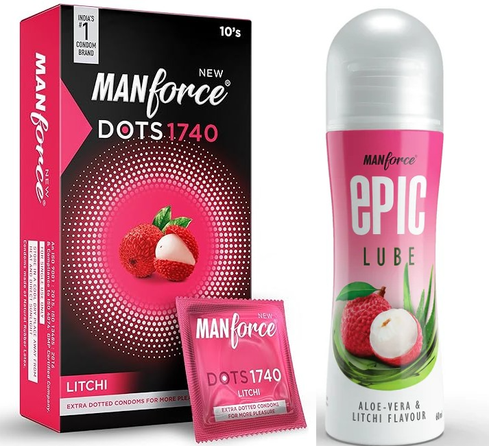 link Super Manforce Litchi Condoms (10 Pack) + Litchi Aloe Vera Lube