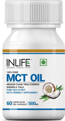 Inlife Pure MCT Oil C8 C10 Keto Diet Friendly Advanced Product 500mg - 60 Veg Caps Inlife Pure MCT Oil C8 C10 Keto Diet Friendly Advanced Product 500mg - 60 Veg Caps