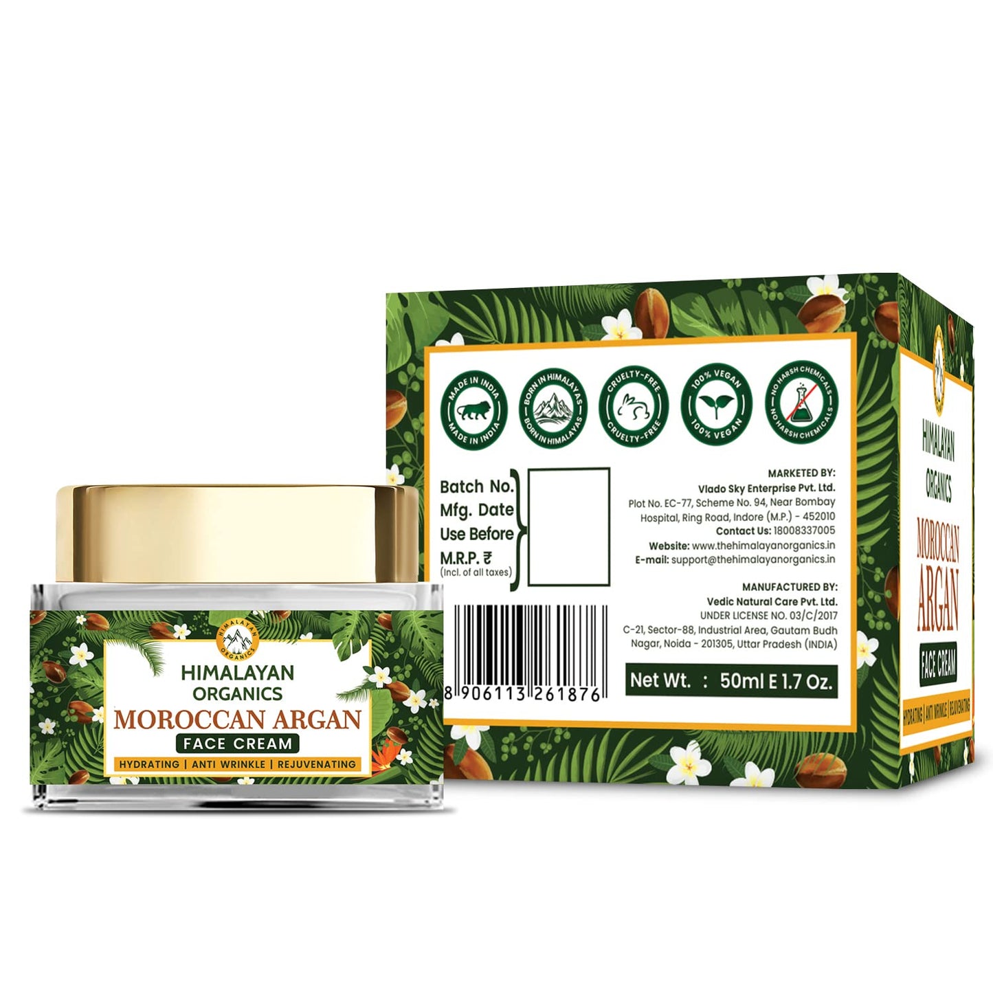 Himalayan Organics Moroccan Argan Oil Anti Aging Cream with Vitamin E | Anti Wrinkle | All Skin Type | No Mineral Oil & Parabens | 50ml Himalayan Organics Moroccan Argan Oil Anti Aging Cream with Vitamin E | Anti Wrinkle | All Skin Type | No Mineral Oil & Parabens | 50ml
