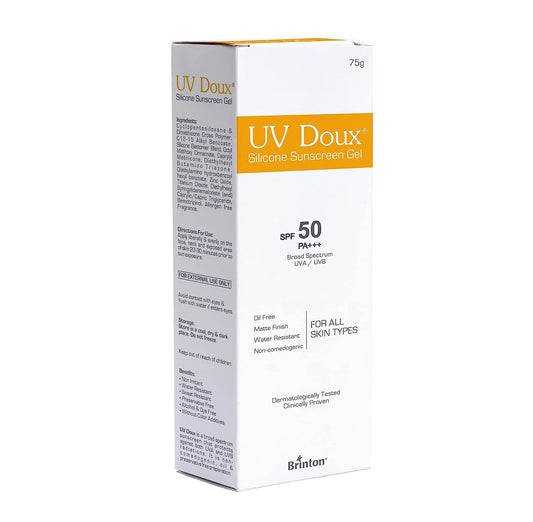 link Brinton Healthcare UvDoux Face & Body Sunscreen gel with SPF 50 PA+++ in Matte Finish and Oil Free Formula| Water Resistant Sunscreen| Protection against UVA/UVB Rays (75 GM)