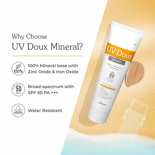 link Brinton UV Doux Mineral Sunscreen Gel SPF 50 PA+++ Tinted|No White Cast|Water Resistant - SPF 50 PA+++ (50 g)
