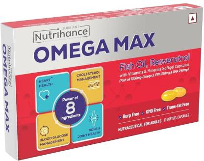 JUBILANT Nutrihance Omega Max Fish Oil Capsule For Men And Women 10 High Omega 3 Fish Oil Capsules