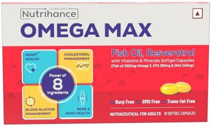 JUBILANT Nutrihance Omega Max Fish Oil Capsule For Men And Women 10 High Omega 3 Fish Oil Capsules