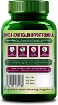 Himalayan Organics Plant-Based Vitamin K2 Supplement Supports Stronger Bone & Heart Health - 120 Veg Capsules