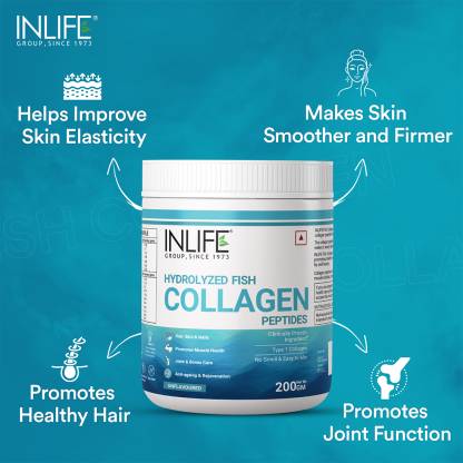 Inlife Hydrolyzed Marine Fish Collagen Peptides Powder Skin Men Women 200g(Unflavoured)  (200 g)