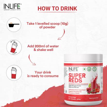 Inlife Super Reds PowderAntioxidant-Rich Supplement Drink Mix 20 Fruits  (200 g)