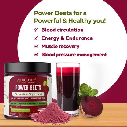 ROOTED Power Beets  Beet Root Powder Tasty Berry Flavor Superfood Drink Mix 250 gm  (250 g)