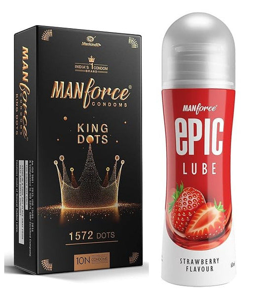 Manforce King dot extra dotted condoms 10s+ MANFORCE EPIC Strawberry LUBE 60 ml