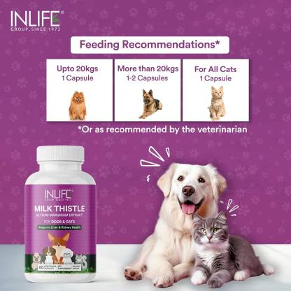 Inlife Milk Thistle for Dogs & Cats 60 Capsules Pet Health Supplements  (400 mg)