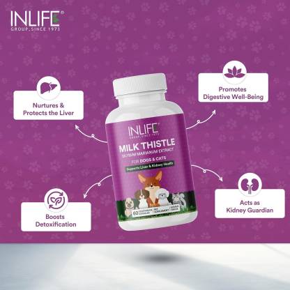 Inlife Milk Thistle for Dogs & Cats 60 Capsules Pet Health Supplements  (400 mg)