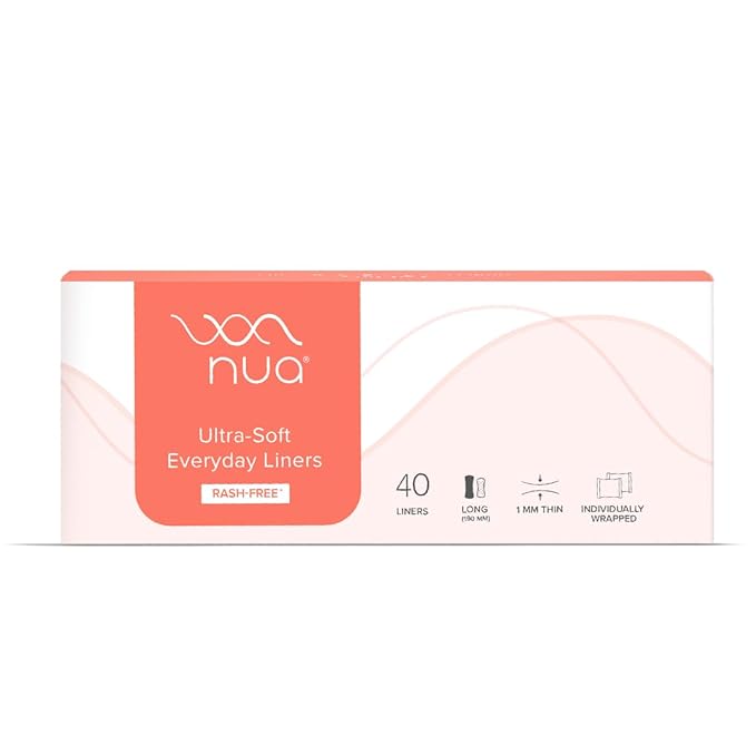 Nua UltraSoft Panty Liners For Women Daily Use  40 Liners  190mm Long  RashFree and ToxinFree  Protection Against Leakage and Discharge  Keeps You Dry  Fresh All Day Long