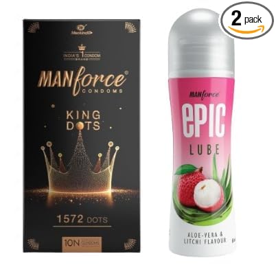 Manforce King dot extra dotted condoms 10s + Aloe vera litchi lube
