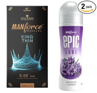 Manforce King Thin Condoms (10pcs) + Lavender Lube (60ml)