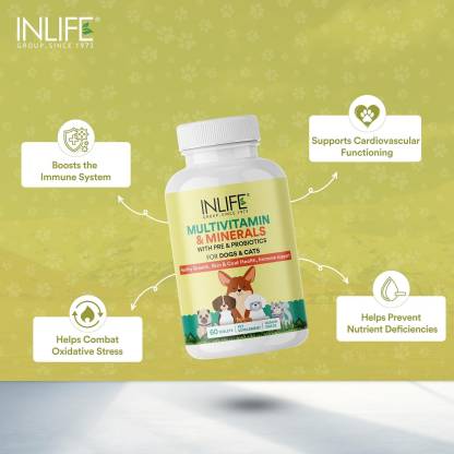 Inlife Multivitamin for Dog Cat & Pets60 Tablets Pet Health Supplements  (50 mg)