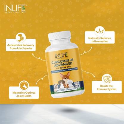 Inlife Curcumin with Piperine for Dogs 60 Capsules Pet Health Supplements  (500 mg)