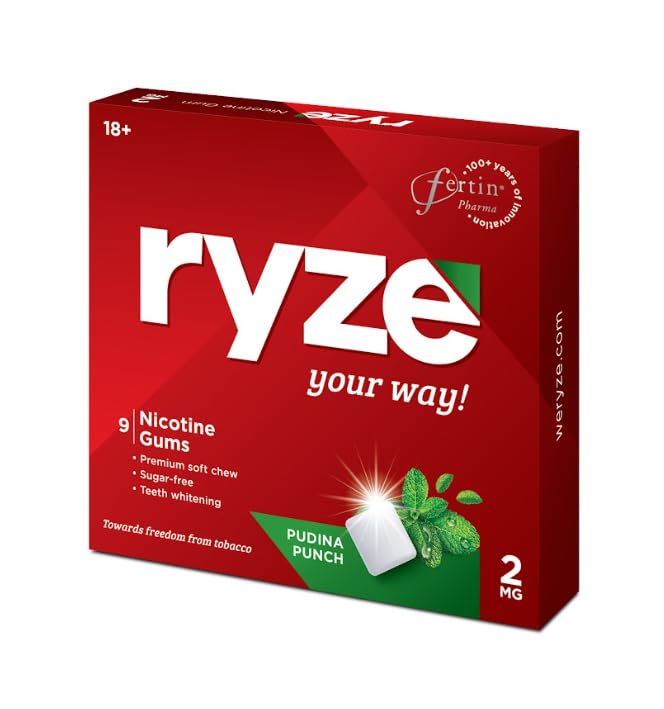 Ryze Nicotine Gum 2mg Pudina Punch (9 Gums) Smoking Cessations