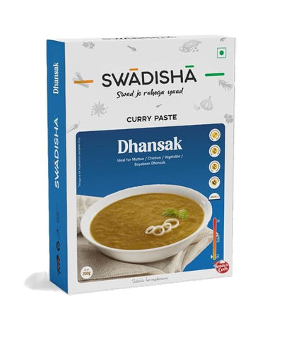 Swadisha Dhansak Ready To Cook Curry Paste I 200gms I 3 Easy Steps Recipe I Add Your Choice Of Cooked Meat or Vegetables I Authentic Taste I No Preservatives I Serves 46 I Ready In 15 Mins