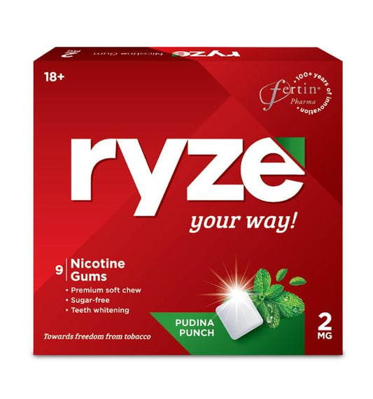 Ryze Nicotine Gum 2mg Pudina Punch (9 Gums) Smoking Cessations