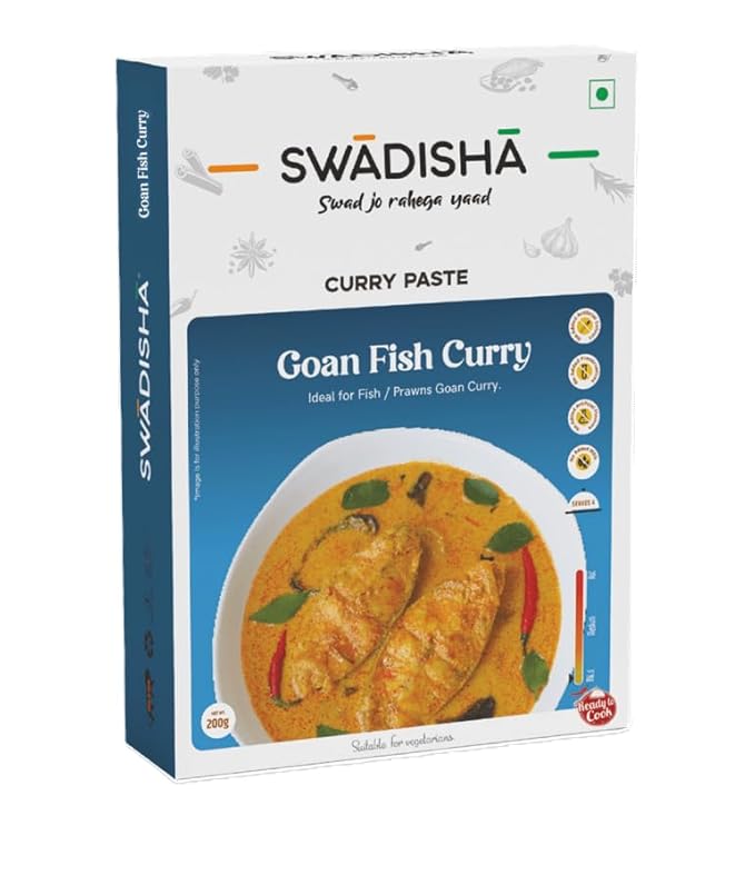 Swadisha Goan Fish Curry Ready To Cook Curry Paste I200gmsIAdd Your Choice Of Cooked Meat or Fish or Vegetables I Authentic TasteColour or Flavour I No Preservatives I Serves 46 I Ready In 15 Mins