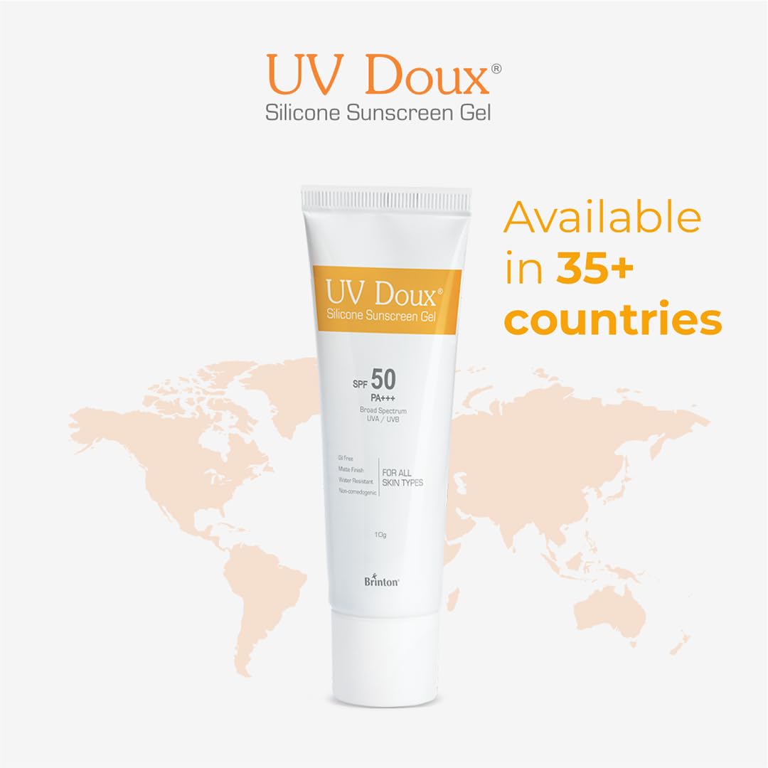Brinton Healthcare Uvdoux Face & Body Sunscreen Gel With Spf 50 Pa+++ In Matte Finish And Oil Free Formula Water Resistant Protection Against Uva Uvb Rays (10 Gm) For Combination Skin Types