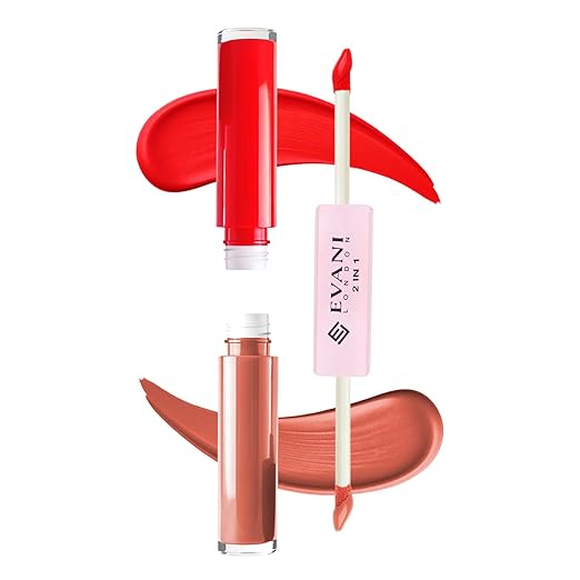 Evani Double Dare 2 in 1 Liquid Matt Lipstick for women  2in1 Lip Colours Infused with Ceramide up to 12hr wateproof with Ultra Matte Finish (Party Ready 5 ml)