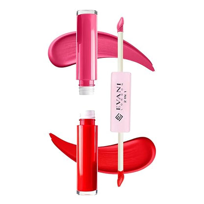 Evani Double Dare 2 in 1 Liquid Matt Lipstick for women  2in1 Lip Colours Infused with Ceramide up to 12hr wateproof with Ultra Matte Finish (Dusty Rose 5 ml)