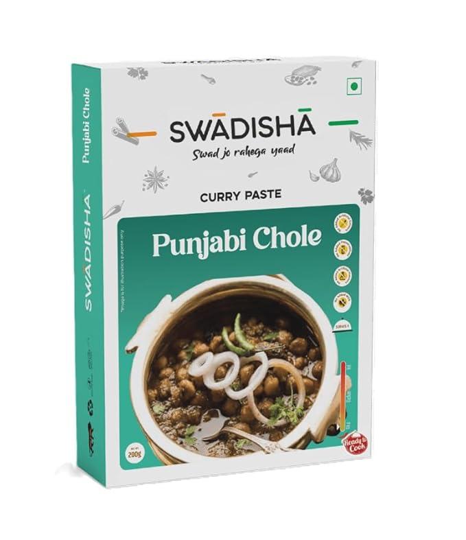 Swadisha Punjabi Chole Ready To Cook Curry Paste I 200gms I 3 Easy Steps Recipe I Add Your Choice Of Cooked Chickpeas I Authentic Taste INo Preservatives I Serves 46 I Ready In 15 Mins