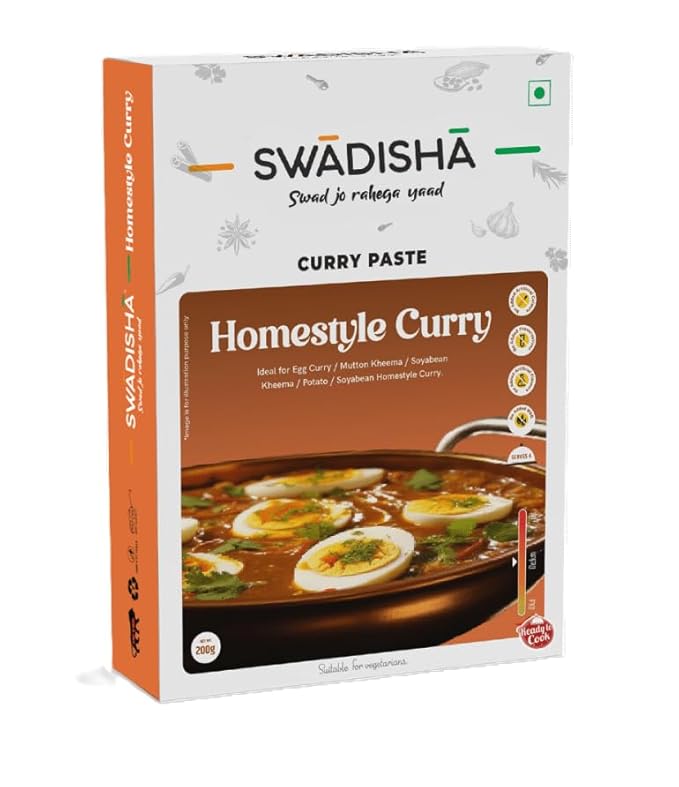 Swadisha Homestyle Curry Ready To Cook Curry Paste I 200gms I 3 Easy Steps Recipe I Add Your Choice Of Cooked Meat or Vegetables I Authentic Taste I No Preservatives I Serves 46 I Ready In 15 Mins