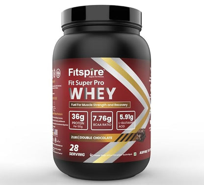 Fitspire Super Pro Whey Protein  36g Protein  7.8g BCAA  Whey Protein  (1 kg DOUBLE CHOCOLATE)