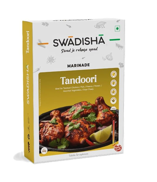 Swadisha Tandoori Ready To Cook I Marinade I 200gms I 3 Easy Steps Recipe I Add Your Choice Of Meat or Vegetables I Authentic Taste INo Preservatives I Serves 46 I Ready In 15 Mins