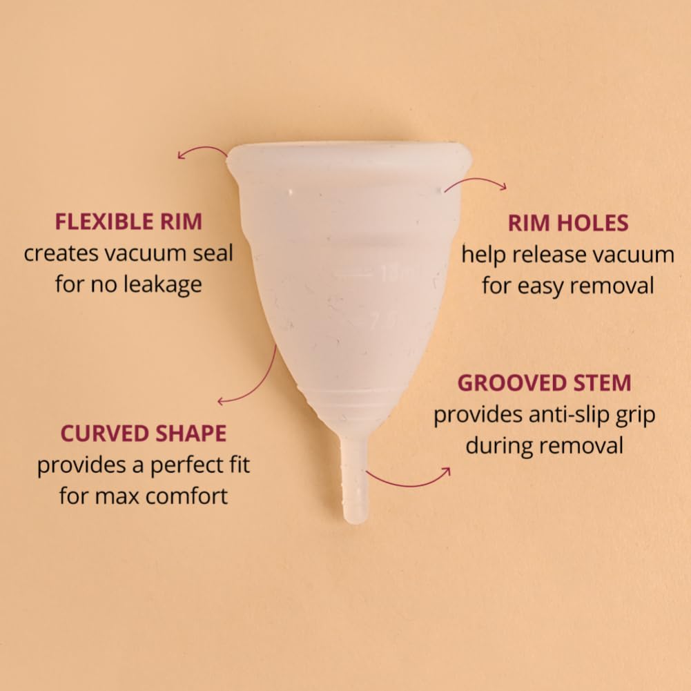 Carmesi Menstrual Cup for Women | Medium Size - With Free Pouch | Rash-Free Itch-Free Odour-Free | 8-10 Hours of Leaks-Free Comfort | 100% Biocompatible Medical-Grade Silicone Cups