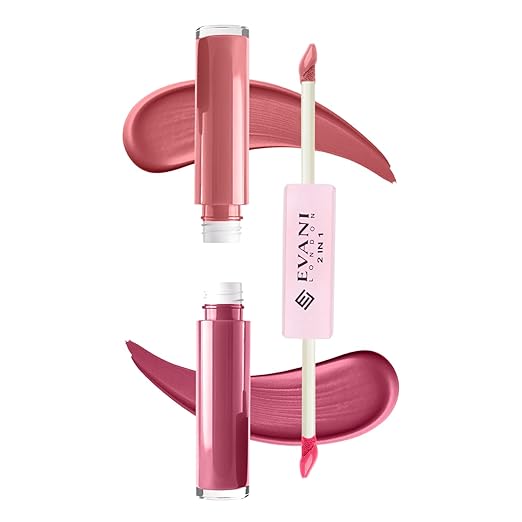 Evani Double Dare 2 in 1 Liquid Matt Lipstick for women  2in1 Lip Colours Infused with Ceramide up to 12hr wateproof with Ultra Matte Finish (Nude Orchid 5 ml)