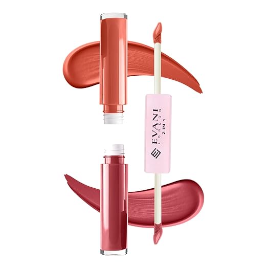 Evani Double Dare 2 in 1 Liquid Matt Lipstick for women  2in1 Lip Colours Infused with Ceramide up to 12hr wateproof with Ultra Matte Finish (Caramel Rose 5 ml)